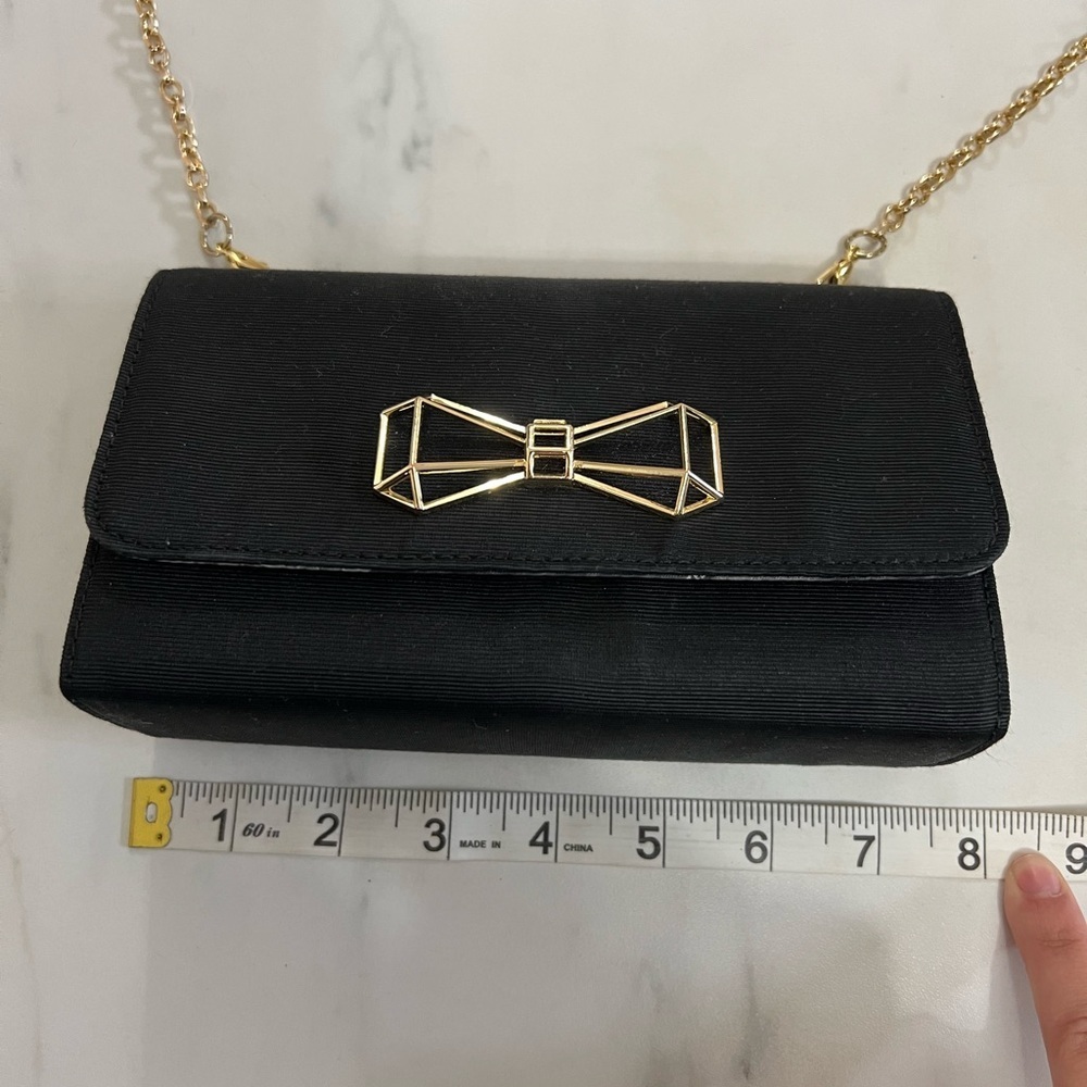 Ted Baker Black Gold Geometric Bow Clutch Bag - Picture 11 of 13